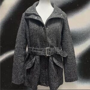 Guess Salt & Pepper Belted Trench Coat